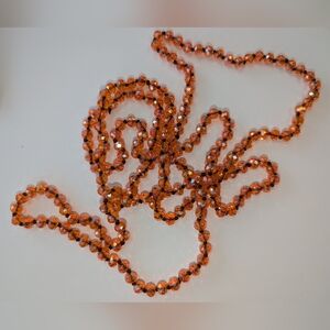 EVC 62" TANGERINE ORANGE AB CRYSTAL GLASS NECKLACE